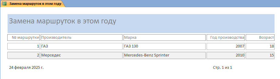 Отчет Замена маршруток в этом году